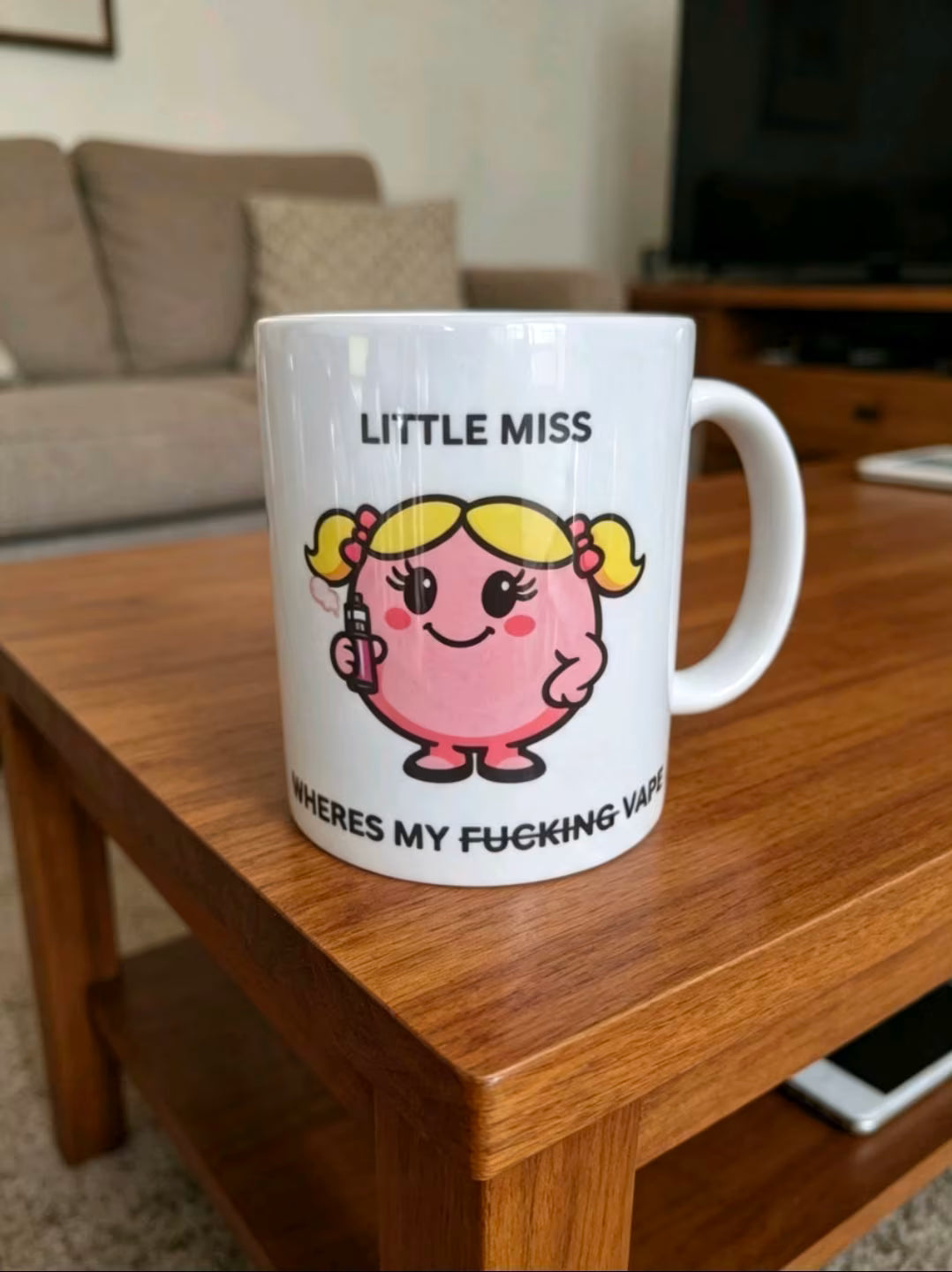 Cute Little Miss Where's My Vape Coaster + Cup - UV & LASER CREATIONS