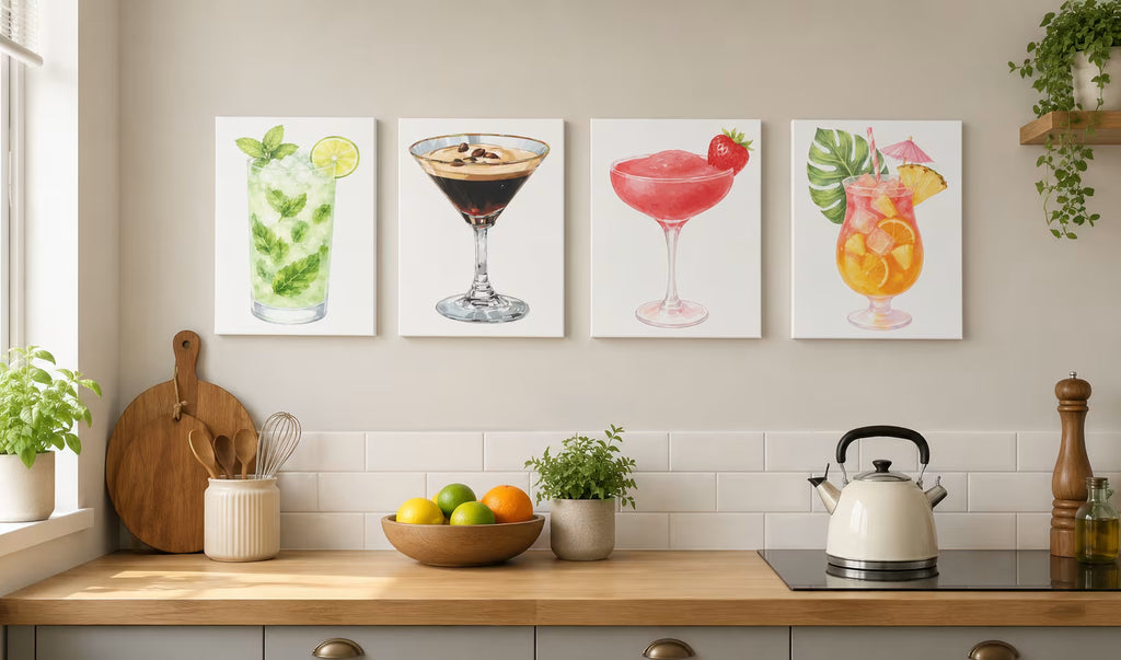 Cocktail Canvas Art - Four Piece Set - UV & LASER CREATIONS
