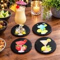 Set of 4 Slate Coasters with Stylish Cocktail Artwork - UV & LASER CREATIONS