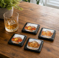 Set of 4 slate coasters with unique whiskey designs - UV & LASER CREATIONS