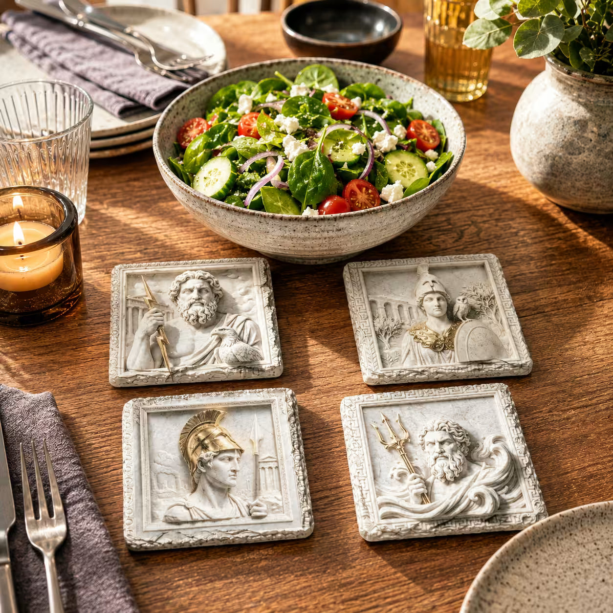 Greek Gods Slate Coaster Set Of 4 - UV & LASER CREATIONS