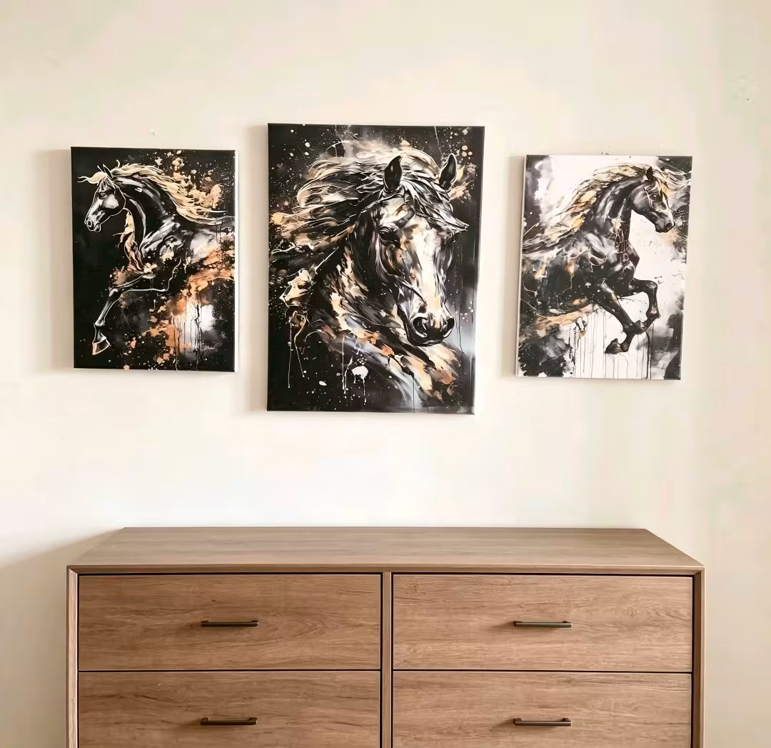 Modern Dark Horse Art Prints Set