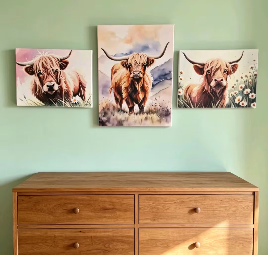 Highland Cow Canvas Art Set