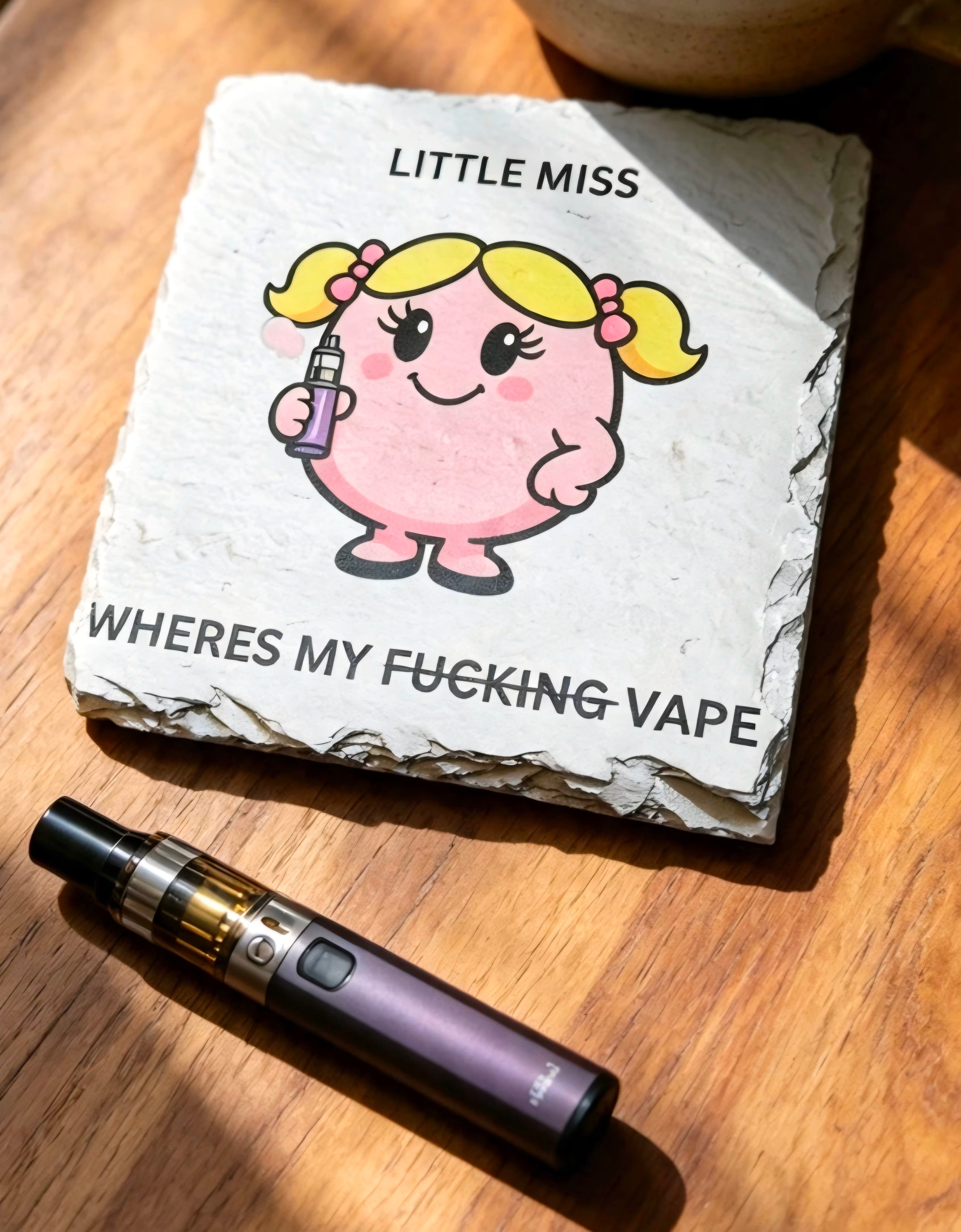 Cute Little Miss Where's My Vape Coaster With Optional Cup