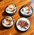 Round Slate Coaster Set for Coffee Lovers - UV & LASER CREATIONS