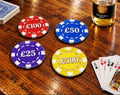 Slate Coaster Set - Poker Chip Style - UV & LASER CREATIONS