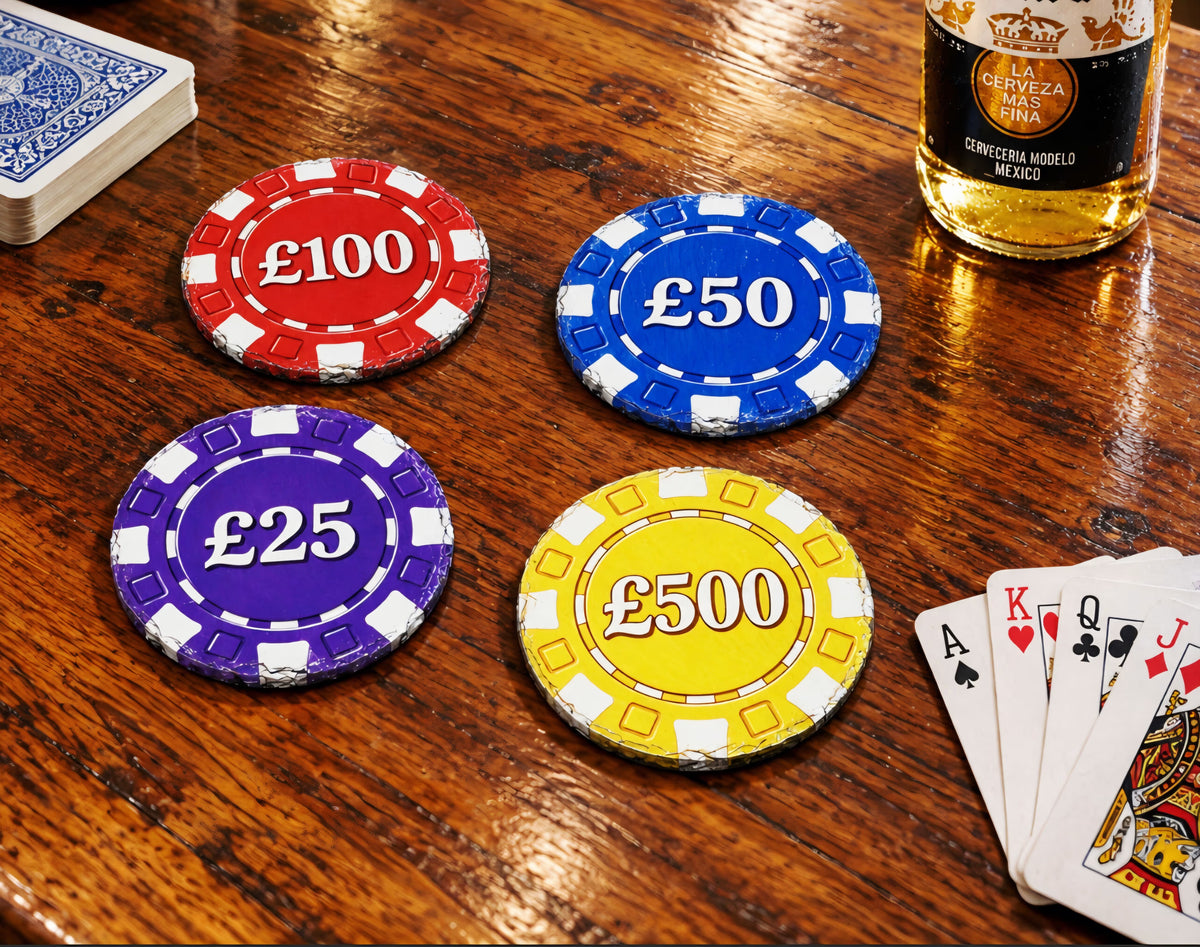 Slate Coaster Set - Poker Chip Style - UV & LASER CREATIONS