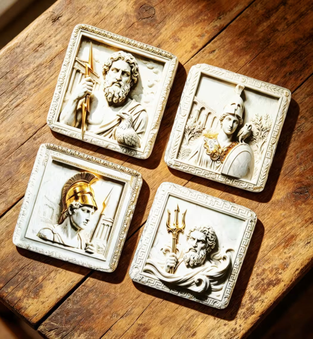 Greek Gods Slate Coaster Set Of 4