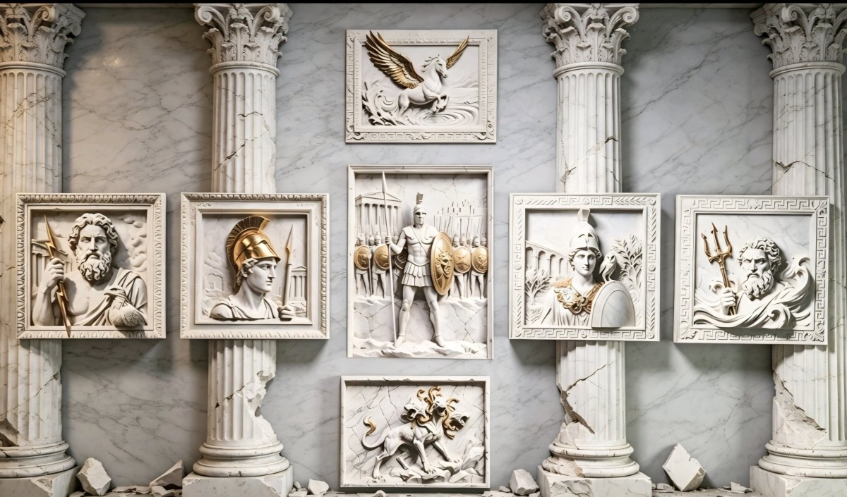 Ancient Greek Gods , Achilles, Pegasus & Cerberus Canvas Art full set - UV & LASER CREATIONS