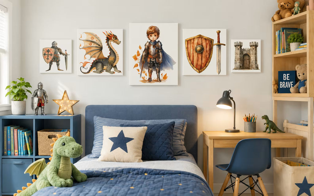 Knights and Dragon child's canvas art set - UV & LASER CREATIONS