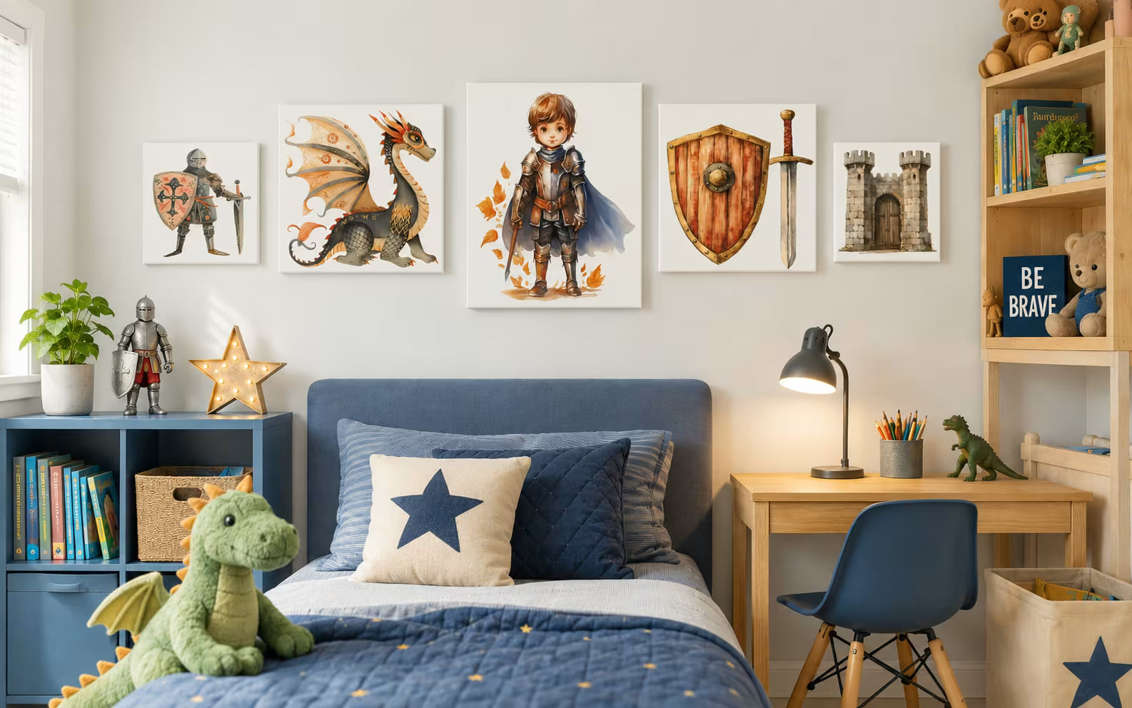 Knights and Dragon child's canvas art set - UV & LASER CREATIONS