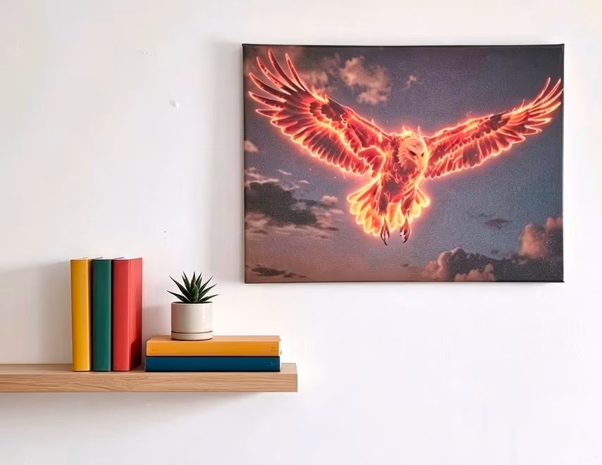 Golden Magma Eagle Canvas Art Print