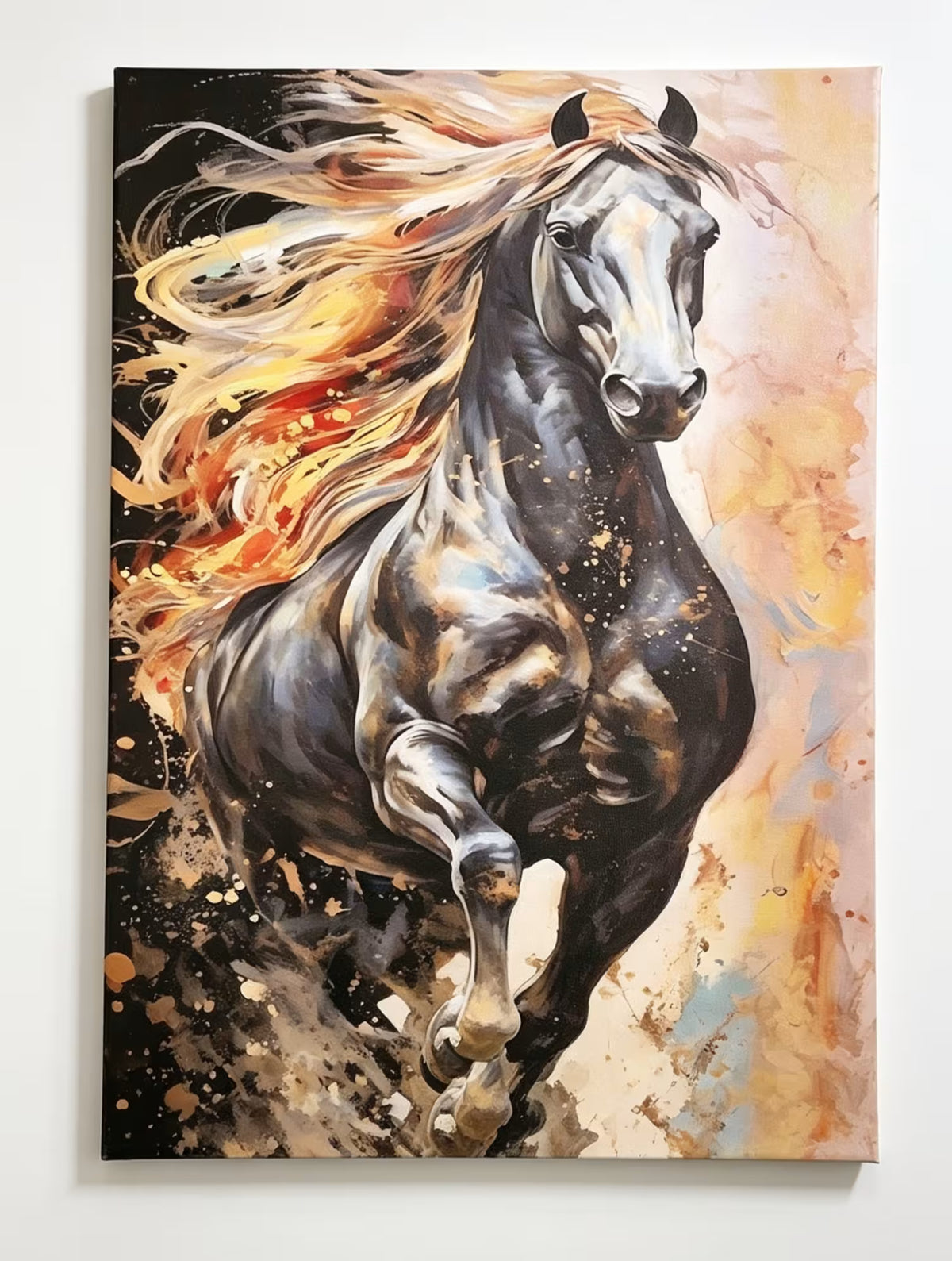 Flaming Horse Abstract Art Print Set