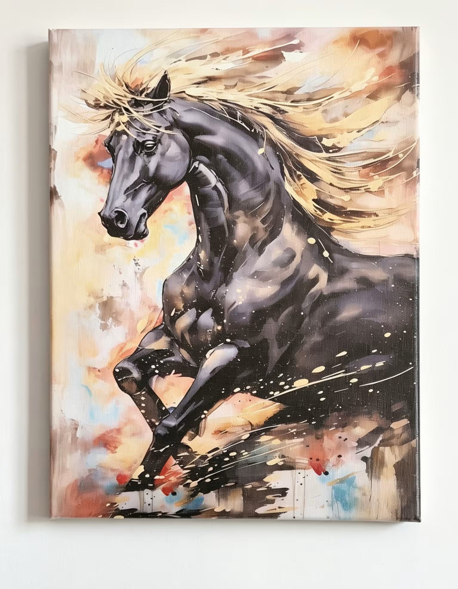 Abstract Fiery Horse Canvas Art Set