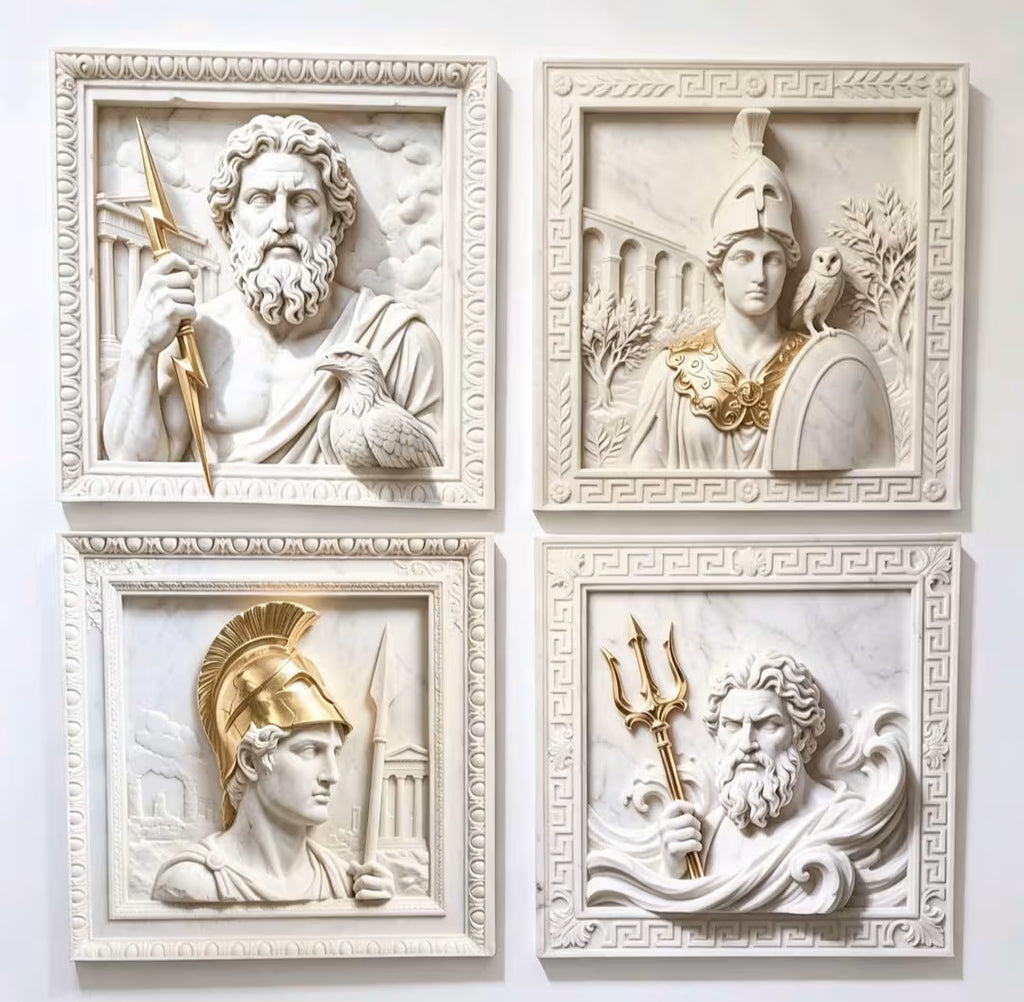 4-Piece Greek Gods Canvas Art Collection - UV & LASER CREATIONS