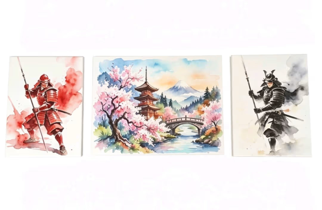 Ancient Japanese And Samurai Canvas  Art Set