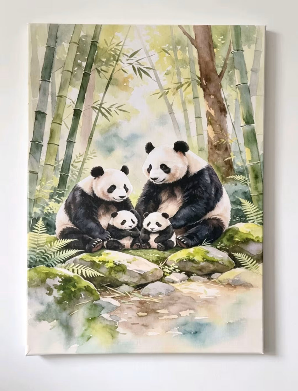 Panda Family Three Piece Canvas Art Set
