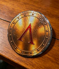4-Piece Round Spartan Shield Slate Coaster Set - UV & LASER CREATIONS