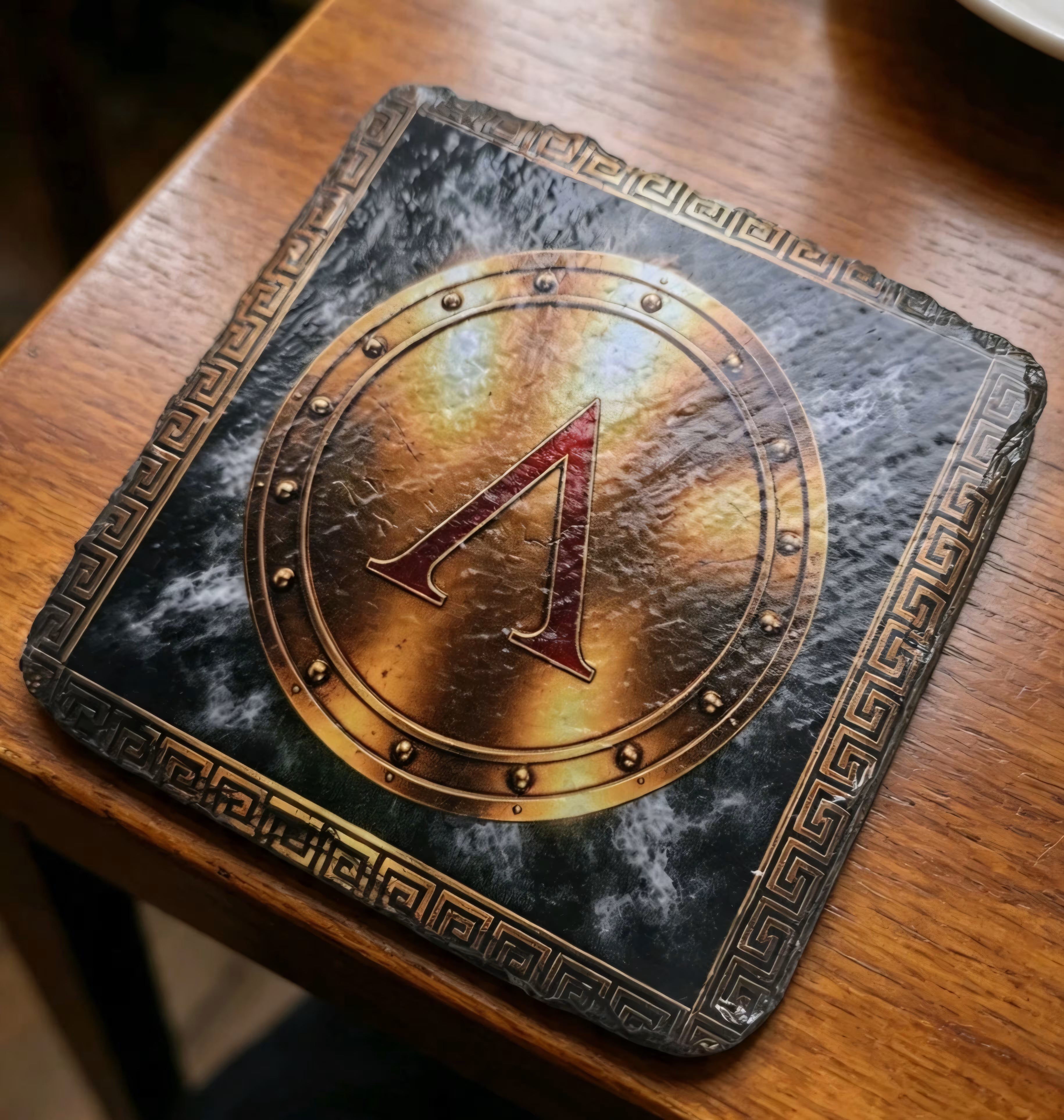 Spartan Shield Slate Coasters Set - Pack of 4 - UV & LASER CREATIONS