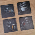 Skull Slate Whiskey Coasters Set of 4
