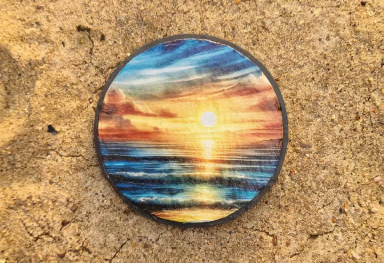 Beach Sunset Slate Coaster set of 4