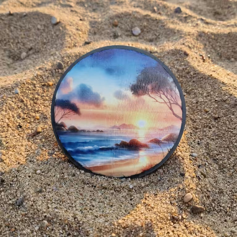 Beach Sunset Slate Coaster set of 4
