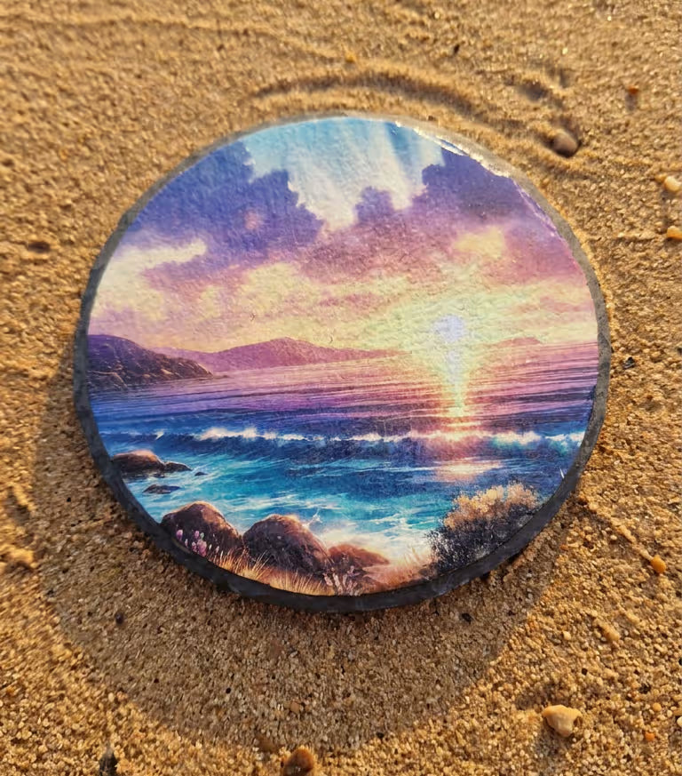 Beach Sunset Slate Coaster set of 4