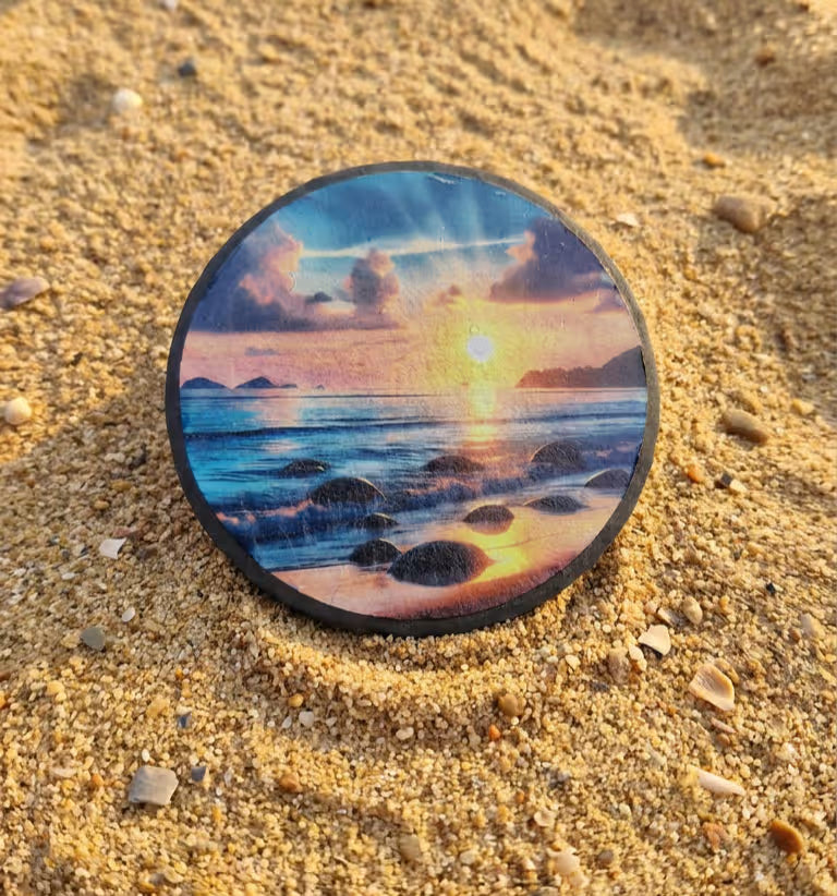 Beach Sunset Slate Coaster set of 4